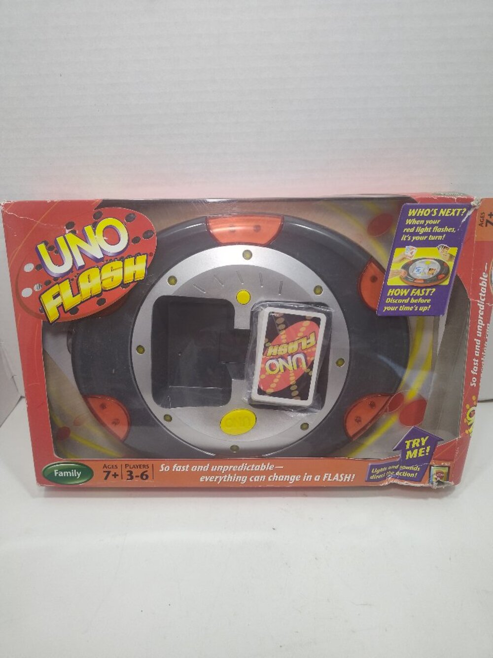 Mattel UNO Flash Electronic Card Game M1002 2007 Complete Tested Working